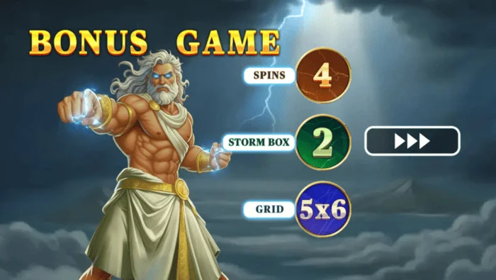 Pots of Power: Zeus - greille leathnaithe 5×6 i Hold & Win le Lightning Frames